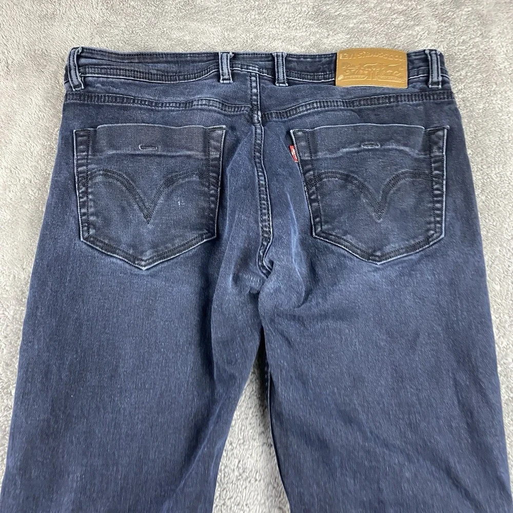 Levis Straight Leg Jeans Womens‎ W36x26 Navy Blu Dark Wash Mid Rise Cuffed